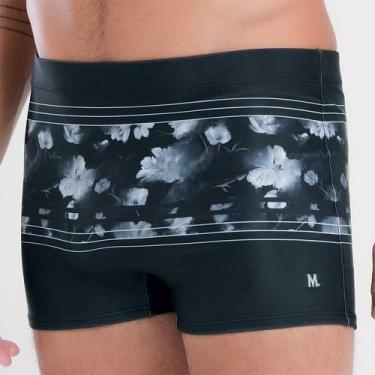 Imagem de Sunga boxer estampada com folhagem e listras - MASH