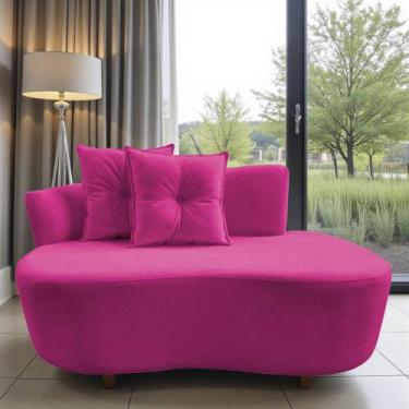 Imagem de Namoradeira Sofá Feijão Suria Orgânica Veludo Rosa Pink - Mazzero Deco