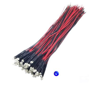 Imagem de Vrabocry 30 peças de luzes LED azuis de 12 volts 1,8 mm com diodos emissores de diodos pré-cabeados 20.1 cm DC 12 V lente clara pequenas lâmpadas LED