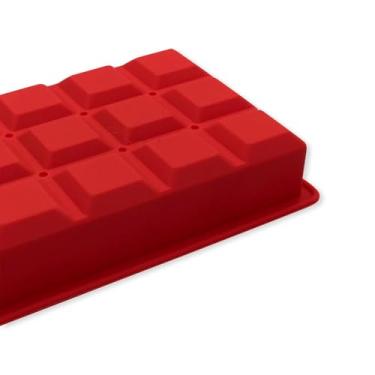 Imagem de Forma de Gelo em Silicone, 15 Cubos Retangulares, Azul e Vermelho, Resistente a Temperaturas -40°C a 230°C, Livre de BPA, 13x19x4cm