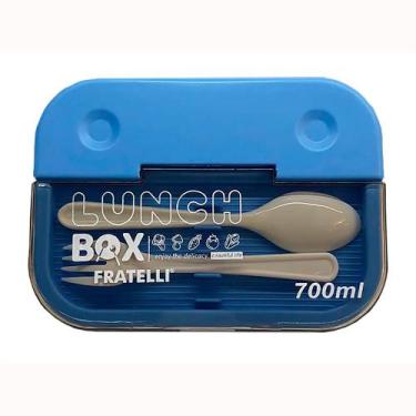 Imagem de Marmita Hermética Lunch Box Azul com Talheres 1,1L 312198 - FRATELLI