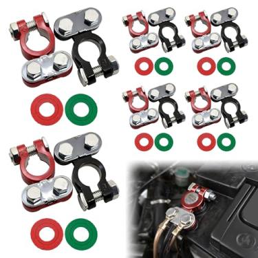 Imagem de 12 peças de conectores de terminal de bateria de carro terminal de bateria superior banhado a zinco com arruelas anticorrosão correspondentes braçadeira de bateria de substituição Terminal de cabo