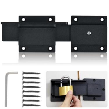 Imagem de Trava de porta dobrável de 19 cm com orifício para cadeado, trava ajustável de liga de alumínio resistente de 4 mm para porta aberta deslizante e giratória, portão externo, cerca de madeira, porta de