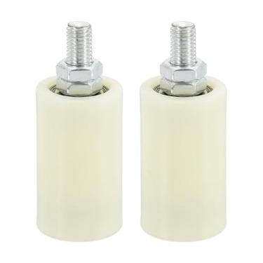 Imagem de PATIKIL Rolo de guia de portão deslizante de 7 cm x 4 cm, 2 peças de rolos de nylon ajustáveis para portão deslizante de varandas, quartos, banheiros, lojas, indústria, branco