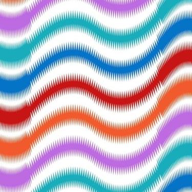 Imagem de Quadro Decorativo Zigzag Colorido Estampa Vetorial Moderno para Sala e Escritório 50x50cm