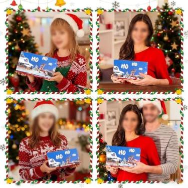 Imagem de Envelope de dinheiro de Natal com design festivo vermelho ou verde, cartolina brilhante durável para presente de Natal, fechamento seguro para cartões de dinheiro ou cheques, azul, 18 cm