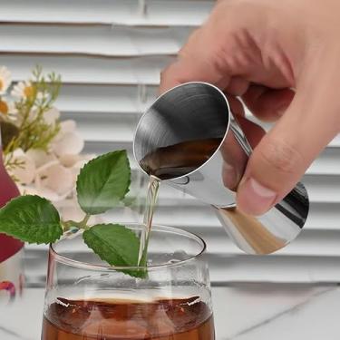 Imagem de Copo medidor de aço inoxidável engrossado copo medidor de vinho de extremidade dupla reto 30/50 ml