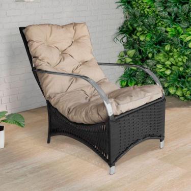 Imagem de Poltrona Roma Para área Externa De Alumínio E Fibra Sintética Preto-areia