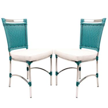 Imagem de 2 Cadeiras De Jantar Área Interna/Externa Azul Turquia