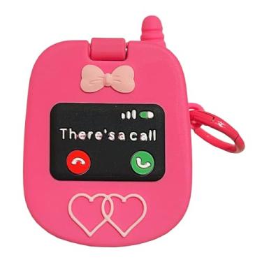 Imagem de YAKVOOK Capa Kawaii compatível com AirPods Pro 3ª geração, lindo telefone retrô de desenho 3D com espelho, protetor de silicone macio com chaveiro, meninas, mulheres, capa de carregamento à prova de