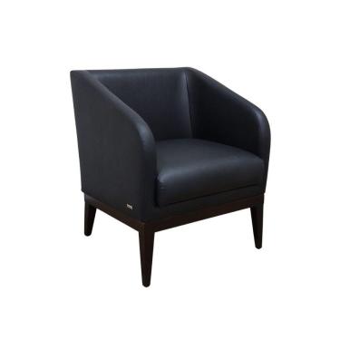 Imagem de Poltrona Lia Base De Madeira Garapa Couro Sintético Preto