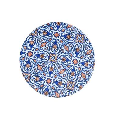 Imagem de Sousplat Estampado Allegra 2 Peças Capa E Base Mdf 35cm Diâmetro 100% Poliéster - Azulejo