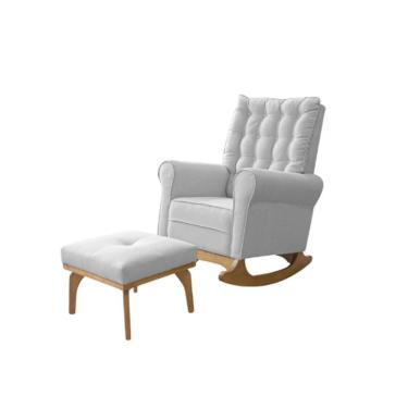 Imagem de Sofá Cadeira Poltrona De Amamentação E Balanço Páris C- Puff Linho Cinza Claro - Anjo De Casa