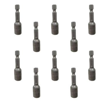 Imagem de Kit 10 Bit Soquete Canhão Magnético Makita 5-16 1-4x50mm E-01862 – Resistente E Profissional