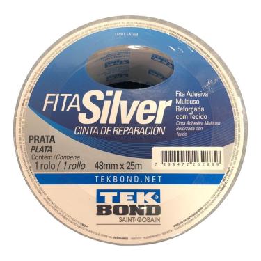 Imagem de Fita Adesiva Reforçada Silver Tape Prata 48mmx25m Tekbond