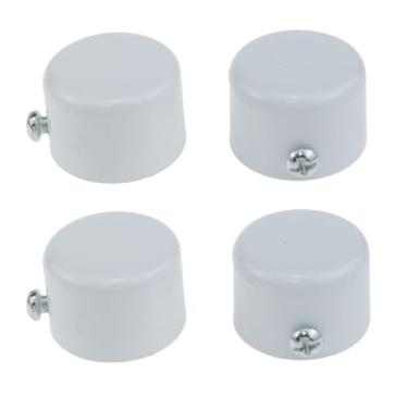 Imagem de Meuey Lyot Tampas de varão de cortina de ferro brancas para janela, remates redondos de substituição com parafusos, tampas de tampa superior seladas de metal para diâmetro de 28 mm de diâmetro, varões