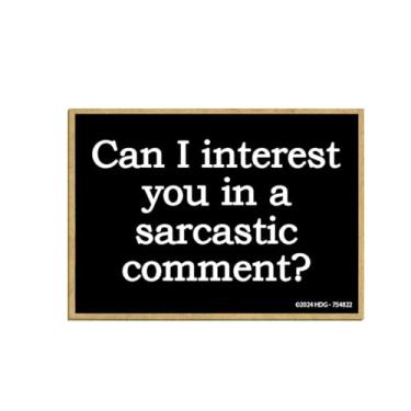 Imagem de Honey Dew Gifts, Can I Interest You in a Sarcastic Comment, Ímã de geladeira de madeira engraçado, ímã de geladeira de 6,3 cm por 9 cm, decoração sarcástica de cozinha ou escritório, presente de