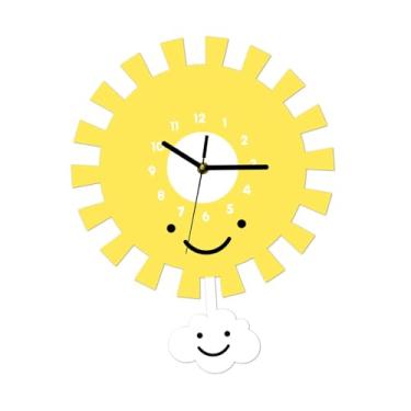 Imagem de WeiLaiKeQi Relógio de parede com pêndulo decorativo e silencioso para quarto infantil, sala de aula, sala de jantar e cozinha.