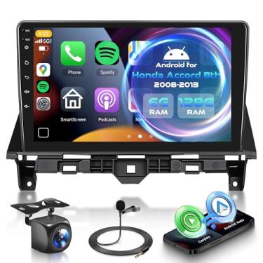 Imagem de Orderich Rádio veicular Android 8 Core 6G + 128G para Honda Accord 8º 2008-2013 com CarPlay sem fio Android Auto, tela sensível ao toque de 10 polegadas, conexão de espelho estéreo para carro, GPS