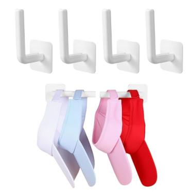 Imagem de 4 ganchos em forma de L, gancho de armazenamento de chapéu sem perfuração, suporte de parede, chaves, chapéus, toalhas autoadesivas