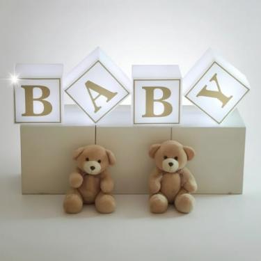 Imagem de Kit 4 Cubos Iluminados Baby LED com Fio – Perfeitos para Chá Revelação e Decoração