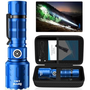 Imagem de Lanternas de alto lúmens, recarregáveis, 20.000 lúmens, super brilhante, 1500 metros de longo alcance, pequena e potente, 6 modos, lanterna tática de LED à prova d'água para emergência doméstica (1,