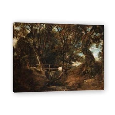 Imagem de Pequena ponte de madeira John Constable Canvas: Cenas autênticas da natureza britânica do século XIX, arte da Royal Academy 80 x 104 cm emoldurada