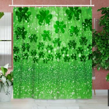 Imagem de Canessioa Cortina de chuveiro Dia de São Patrício Irlanda Primavera trevo da sorte trevo folhas de banheiro recém-nascido conjuntos de cortina de chuveiro de poliéster para banheiro extra longo 182 x