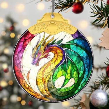 Imagem de Enfeites de Natal dragão cristal pendurado, enfeites de árvore de Natal feitos à mão, decoração de carro e casa - presentes de Natal, decoração de artesanato em acrílico, ideias de troca de presentes