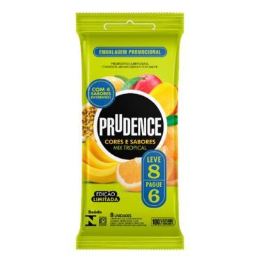 Imagem de Preservativo Prudence Cores e Sabores Mix Tropical Leve 8 Pague 6 Unidades