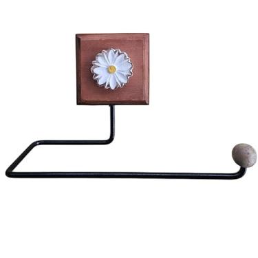 Imagem de Porta Papel Toalha Artesanal Com Flor Decorativo Suporte Porta Rolo Parede Cozinha Rústico(Marrom)