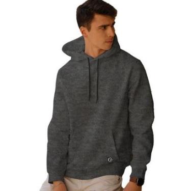 Imagem de Blusa de Frio Masculina Fechada Chumbo Moletom Canguru Algodão-Masculino