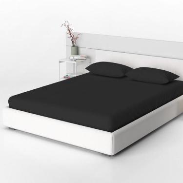Imagem de Jogo De Cama Acácia Solteiro Poliéster Liso 2 Peças Preto - Lux Enxova