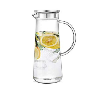 Imagem de YWangQiang Jarros de filtro, jarros, jarro de água fria, jarro de suco, jarro de vidro resistente ao calor, jarro de grande capacidade, jarro com tampa, para uso doméstico 1400 ml (cor