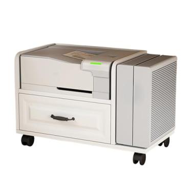 Imagem de Suporte de impressora com gaveta de armazenamento, armário de arquivos giratório, suporte de torre de computador com rodas de bloqueio, suporte de CPU sob a mesa, carrinho de impressora para casa