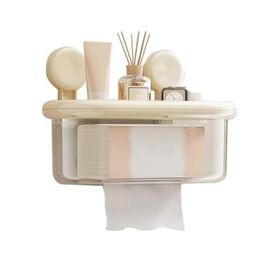 Imagem de Suporte de caixa de lenços de parede | Suporte de lenços de grande capacidade, dispensador de papel toalha sem perfuração - Organizador multifuncional de banheiro, armazenamento de guardanapo para