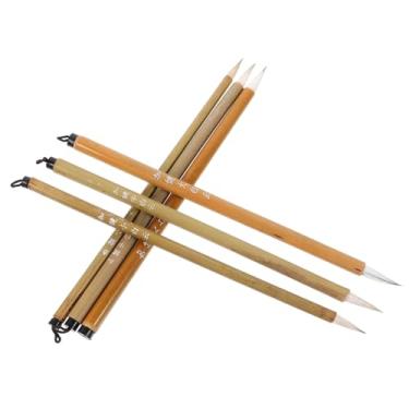 Imagem de Healifty 6 pincéis de caligrafia chinesa, cerdas flexíveis e macias, pincéis de tinta de cabo longo para escrita, pintura, têxtil, absorção suave para iniciantes e estudantes