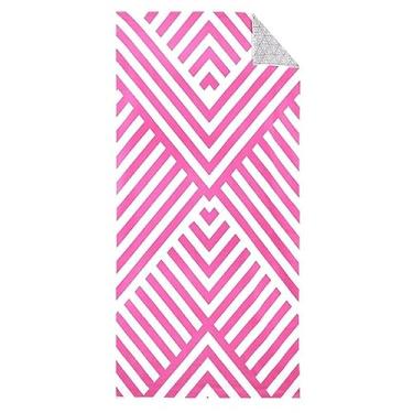 Imagem de Yalych Toalha de banho, toalha de praia grande de pelúcia curta de microfibra secagem rápida sem areia toalhas de praia listradas para esportes adultos toalha de banho 153 x 77 cm B toalhas (cor: rosa