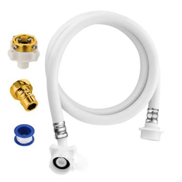Imagem de Mangueira de entrada para máquina de lavar – Kit de linha de abastecimento de água longa, acessórios de latão, conexão fácil para lavanderia e trailer - fácil instalação