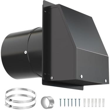 Imagem de Saída de parede de 15,24 cm (6 polegadas), saída de ventilação do secador de ventilação externa, saída de parede com capuz de 15,2 cm com tela e amortecedor para exaustor de cozinha, tampa de