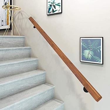 Imagem de SENNIAN Corrimão de escada antiderrapante (0,3 m - 6 m), corrimãos de escada de madeira, trilhos de parede para idosos haste de corredor de trilho de suporte manual, kit completo (tamanho: 330 cm)