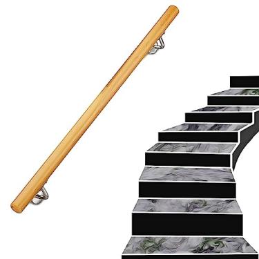 Imagem de Corrimãos de escada antiderrapantes de madeira maciça de madeira natural, uso doméstico contra a parede, grades internas do sótão para idosos, hastes de suporte de corredor (tamanho: 300 cm)