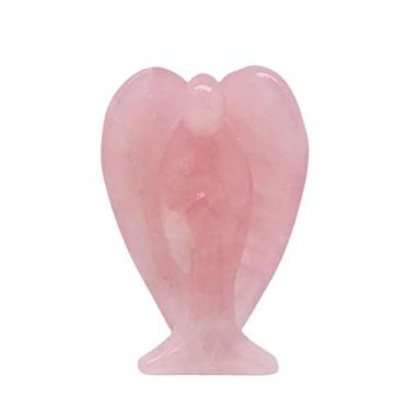 Imagem de URMIBDAI Cheio de textura, 1 peça, pedra de cristal de anjo de quartzo rosa natural de 7,6 cm, presente para decoração