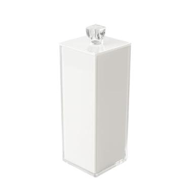 Imagem de Porta Escova Dentes Vidro Branco C/Tampa E Puxador 20x7x7cm porta escova de dente Design Moderno e Higiênico