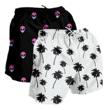 Imagem de Kit 2 Short Moda Praia Masculino Bermuda Tactel Estampado-Masculino