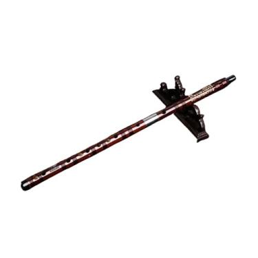 Imagem de Flauta de bambu vintage instrumento profissional para iniciantes flauta afinada C duas seções marrom com acessórios