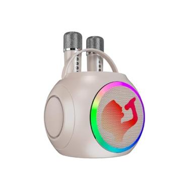 Imagem de Alomejor Máquina de karaokê Com 2 Microfones Sem Fio, de Alto-falante Bluetooth ABS Portátil para Festa Em Casa, Acampamento Ao Ar Livre, Cantando (WHITE)