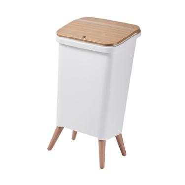 Imagem de YWJLQH Lixeira com pés de pressão, balde de armazenamento, cesto de lixo para banheiro, uso doméstico, embaixo da mesa, carro, dormitório, Branco 29x24x55cm