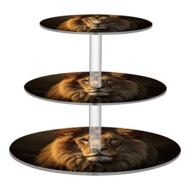 Imagem de Blueangle Suporte redondo de cupcake de 3 camadas – Torre de sobremesa de acrílico do Rei Leão, suporte de sobremesa em camadas antiderrapante para chá de bebê, aniversário, festa de casamento (167)