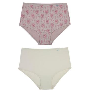 Imagem de Kit/2 Calcinha DelRio 50027 Feminina Cintura Alta Microfibra T. P/EG, 
